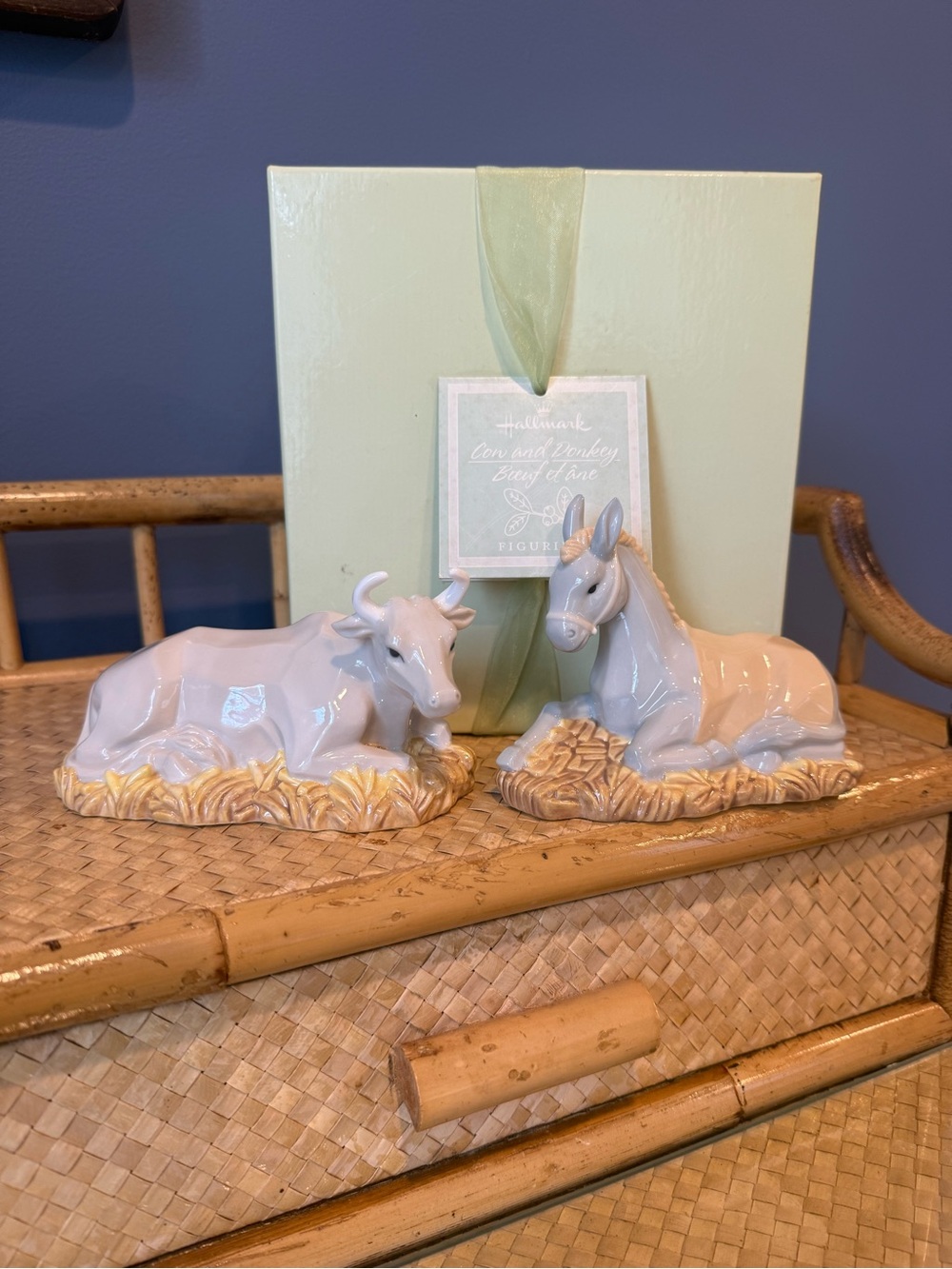 Hallmark Cow & Donkey Figurines New in Open Box Nativity